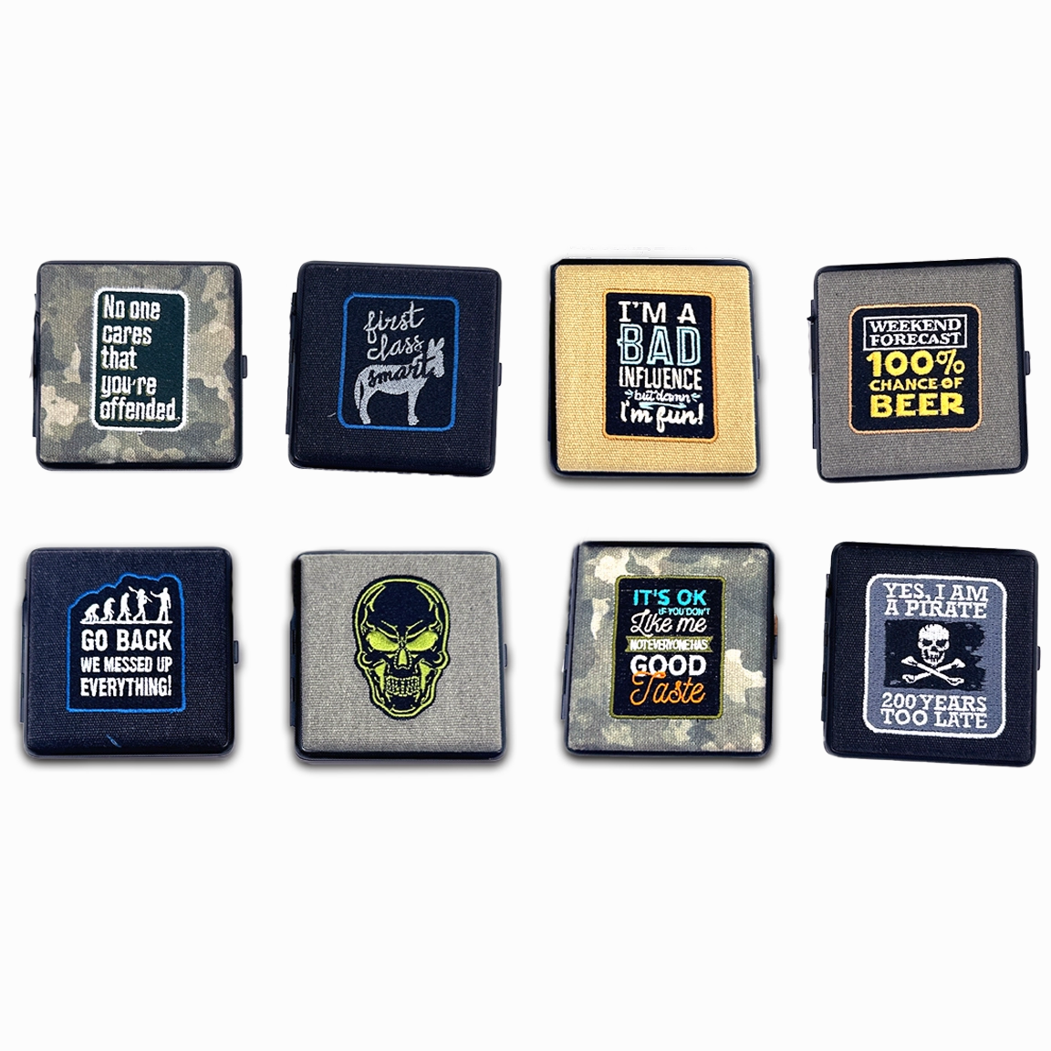 Canvas and Metal Cigarette Case with Hinge - 8 Pieces Per Retail Ready Display 23985