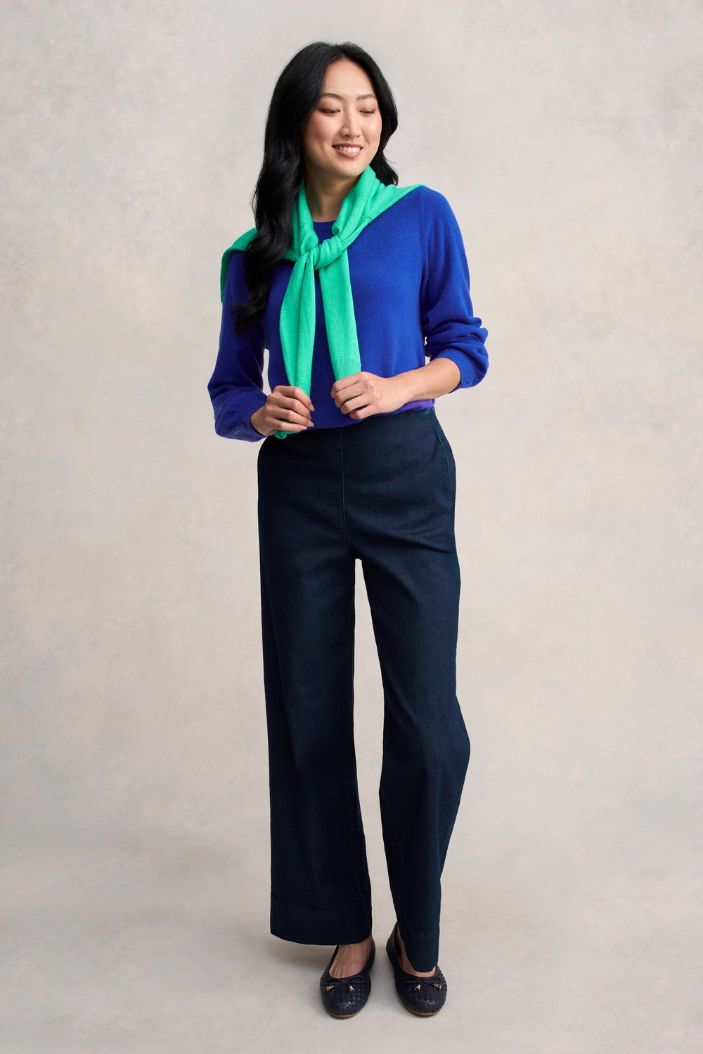 Cashmere Blouson Sleeve Jumper - Purple Marle
