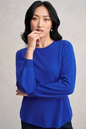 Cashmere Blouson Sleeve Jumper - Purple Marle