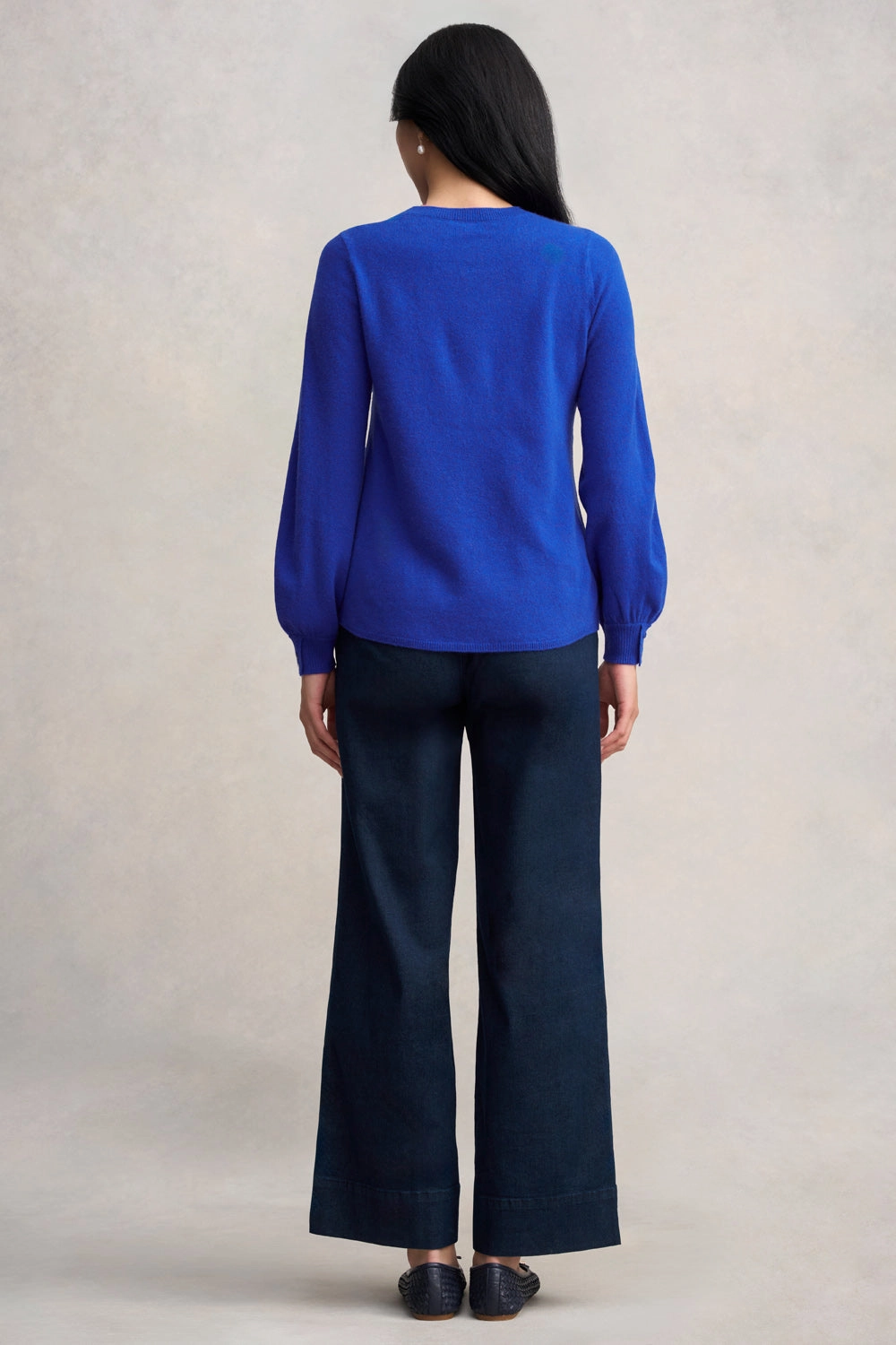 Cashmere Blouson Sleeve Jumper - Purple Marle