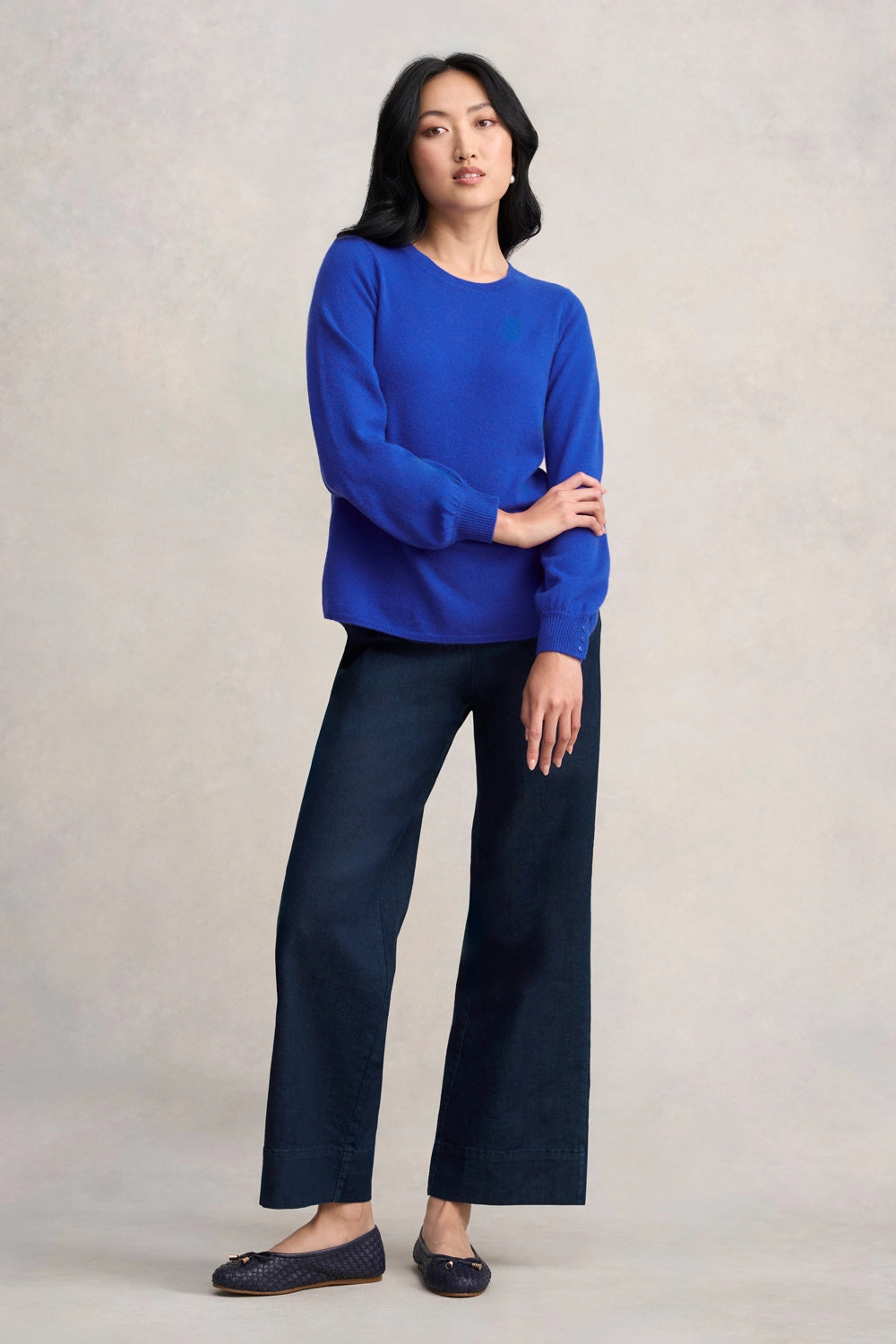Cashmere Blouson Sleeve Jumper - Purple Marle