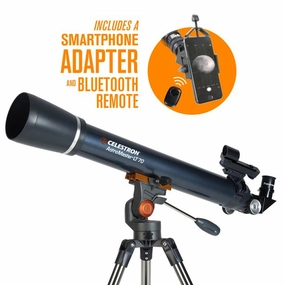 Celestron 22109-DS AstroMaster 70AZ LT Refractor Telescope Kit with Smartphone Adapter and Bluetooth Remote