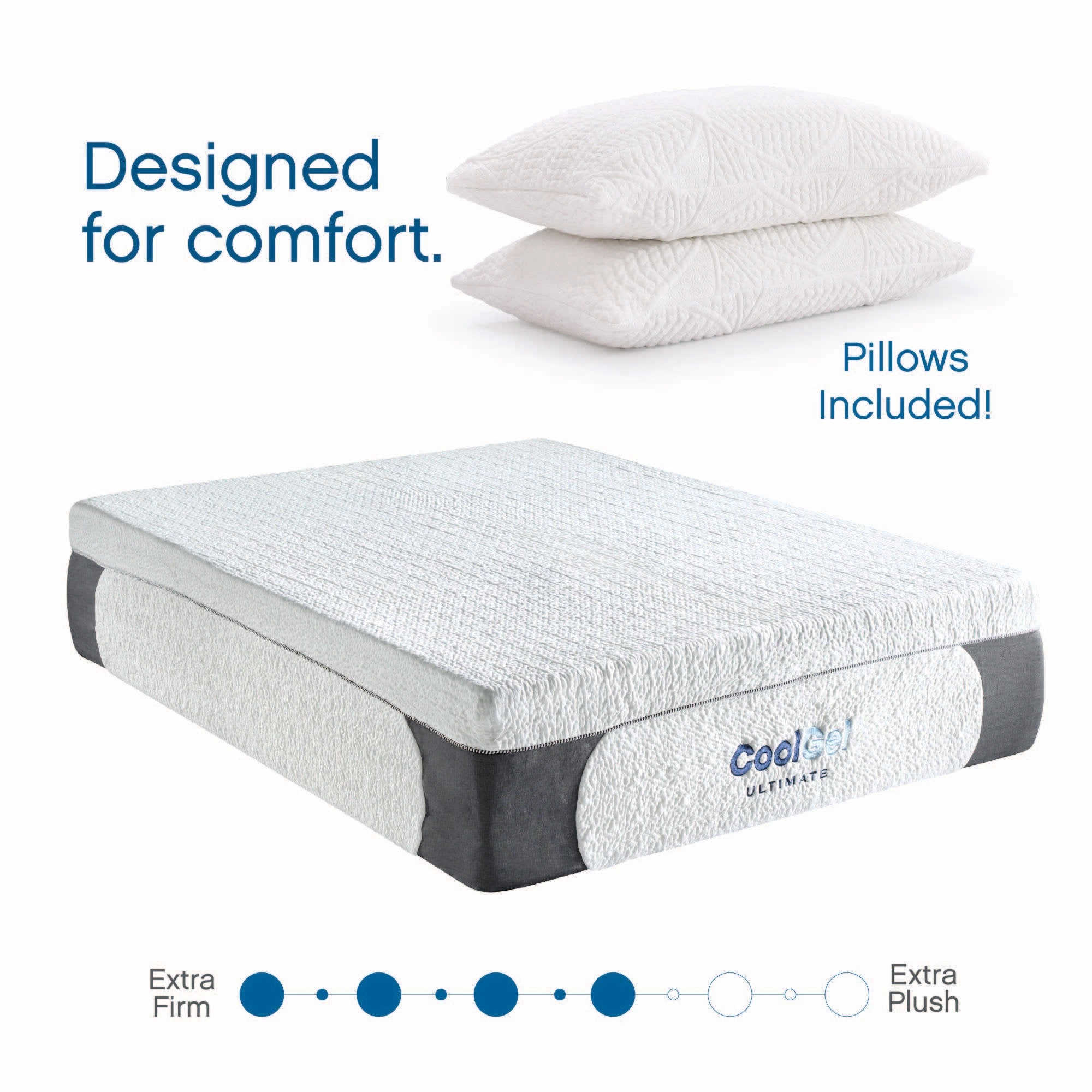 Classic Brands 410167-1150 Cool Gel 14" Gel Memory Foam Mattress with BONUS 2 Pillows, Queen