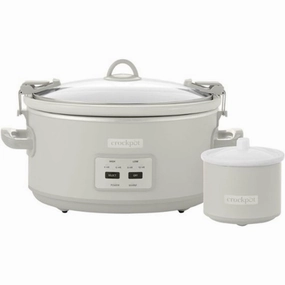 Crockpot 2157188 7 qt. Programmable Slow Cooker with Locking Lid and Little Dipper - Mushroom