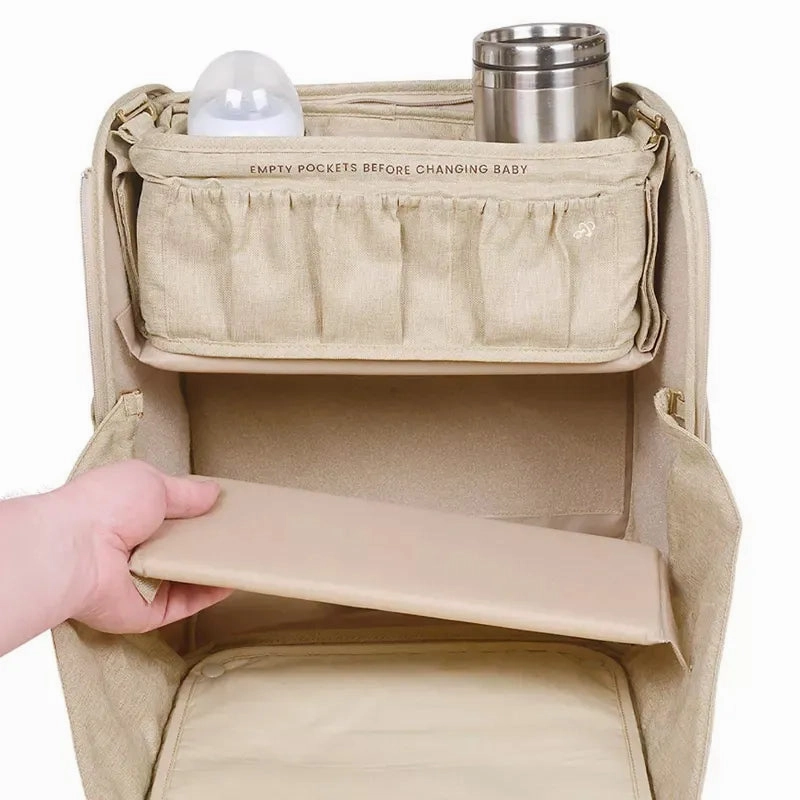 Diaper Bag/Changing Station with Removable Stroller Cady - Oat