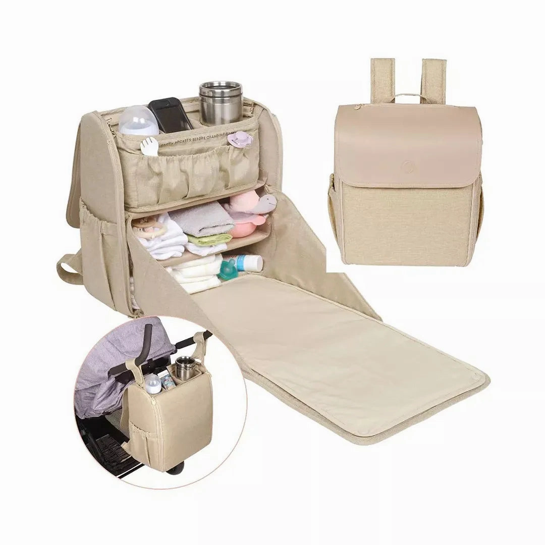 Diaper Bag/Changing Station with Removable Stroller Cady - Oat
