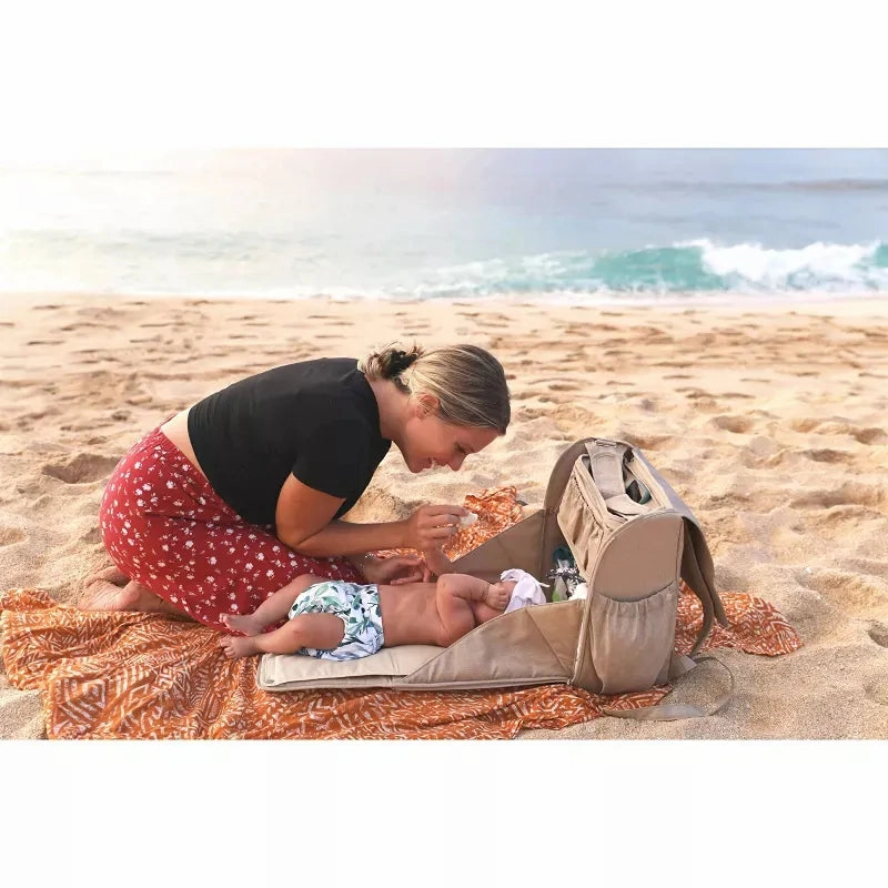 Diaper Bag/Changing Station with Removable Stroller Cady - Oat