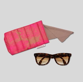 Easy-Squeezy Glasses Case -- Neon Pink/Tan Floral