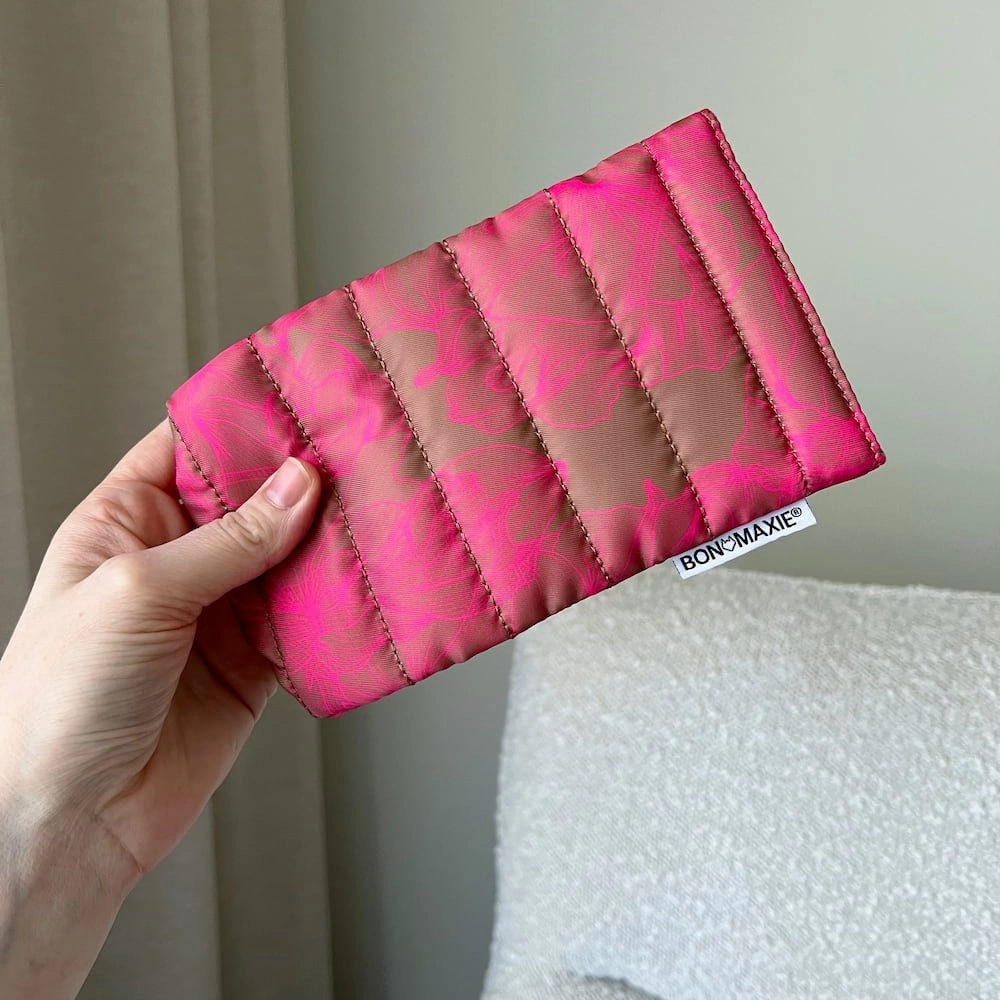 Easy-Squeezy Glasses Case -- Neon Pink/Tan Floral