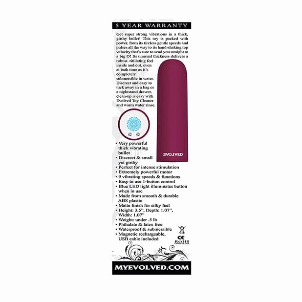 Evolved - Mighty Thick Rechargeable Bullet Vibrator (Burgundy)
