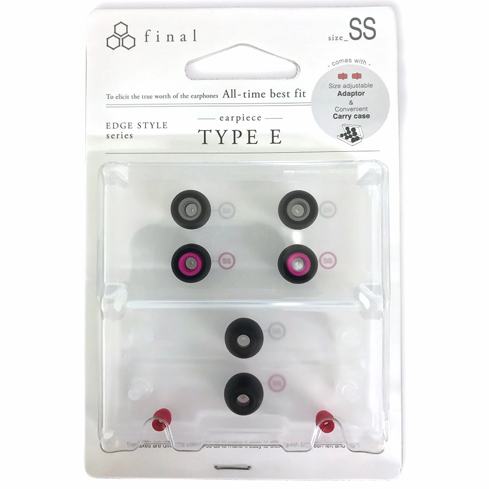Final Audio Black Black/Red Silicon Type E Tips kit with Case and Nozzle Adapter