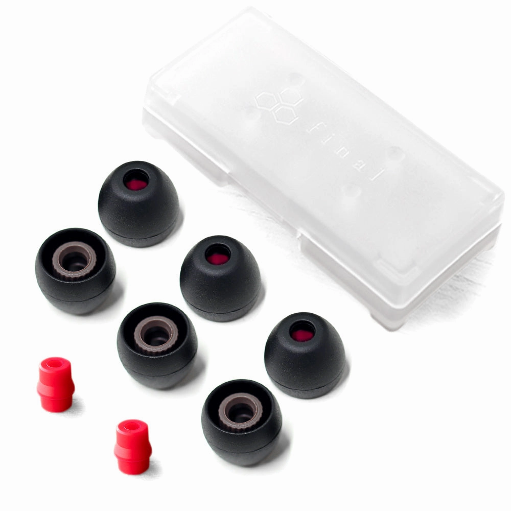 Final Audio Black Black/Red Silicon Type E Tips kit with Case and Nozzle Adapter