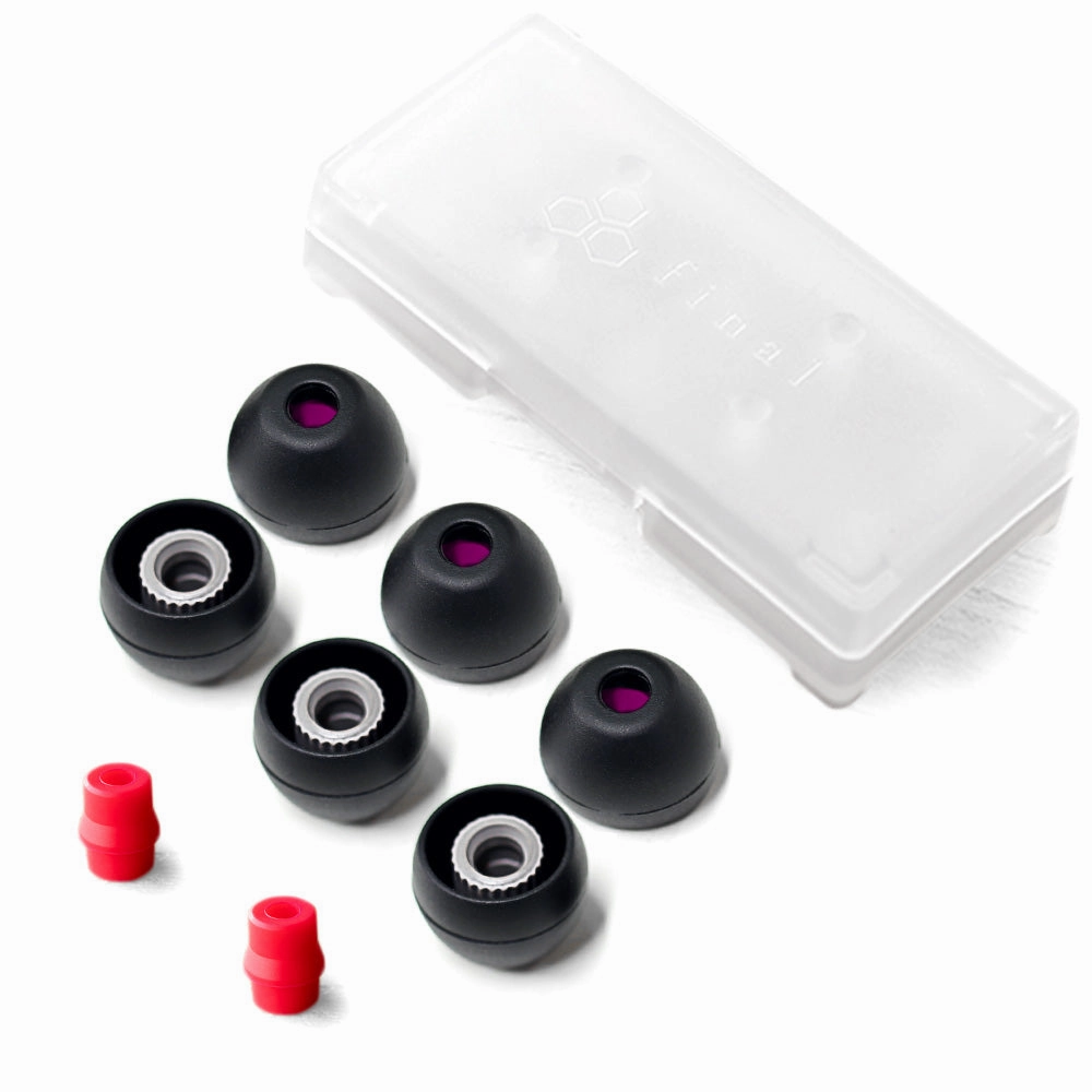 Final Audio Black Black/Red Silicon Type E Tips kit with Case and Nozzle Adapter