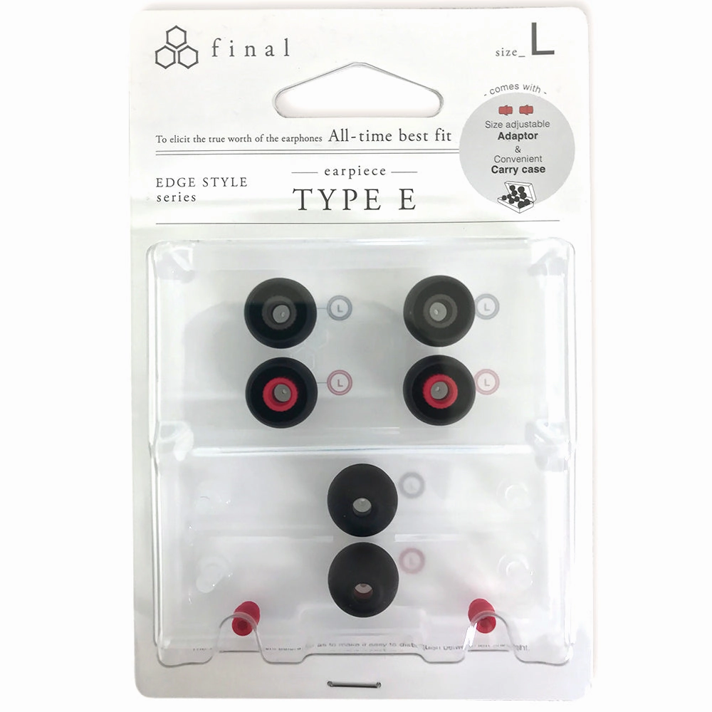 Final Audio Black Black/Red Silicon Type E Tips kit with Case and Nozzle Adapter