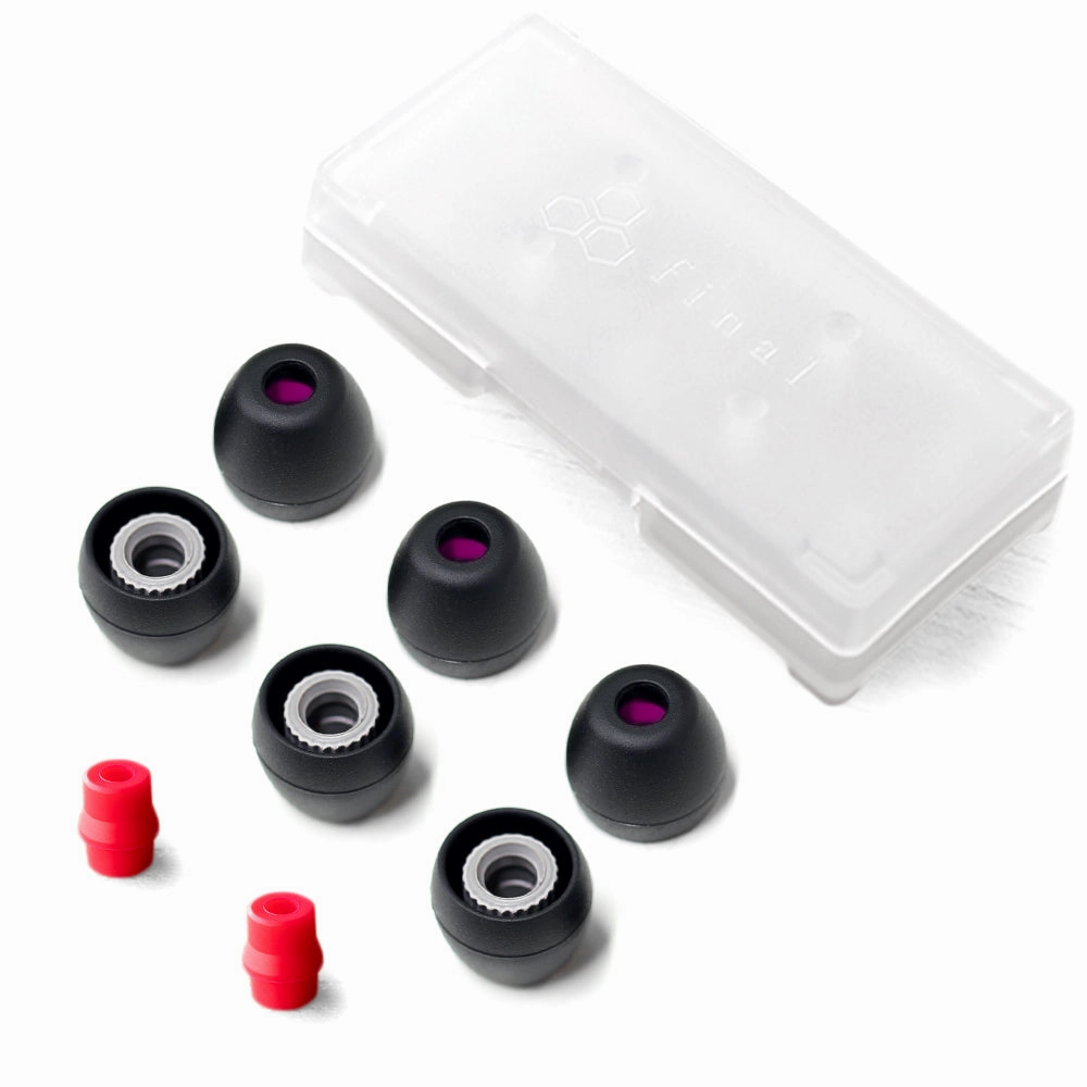 Final Audio Black Black/Red Silicon Type E Tips kit with Case and Nozzle Adapter
