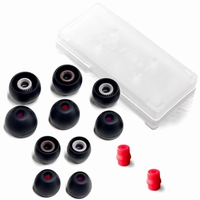 Final Audio Black Black/Red Silicon Type E Tips kit with Case and Nozzle Adapter