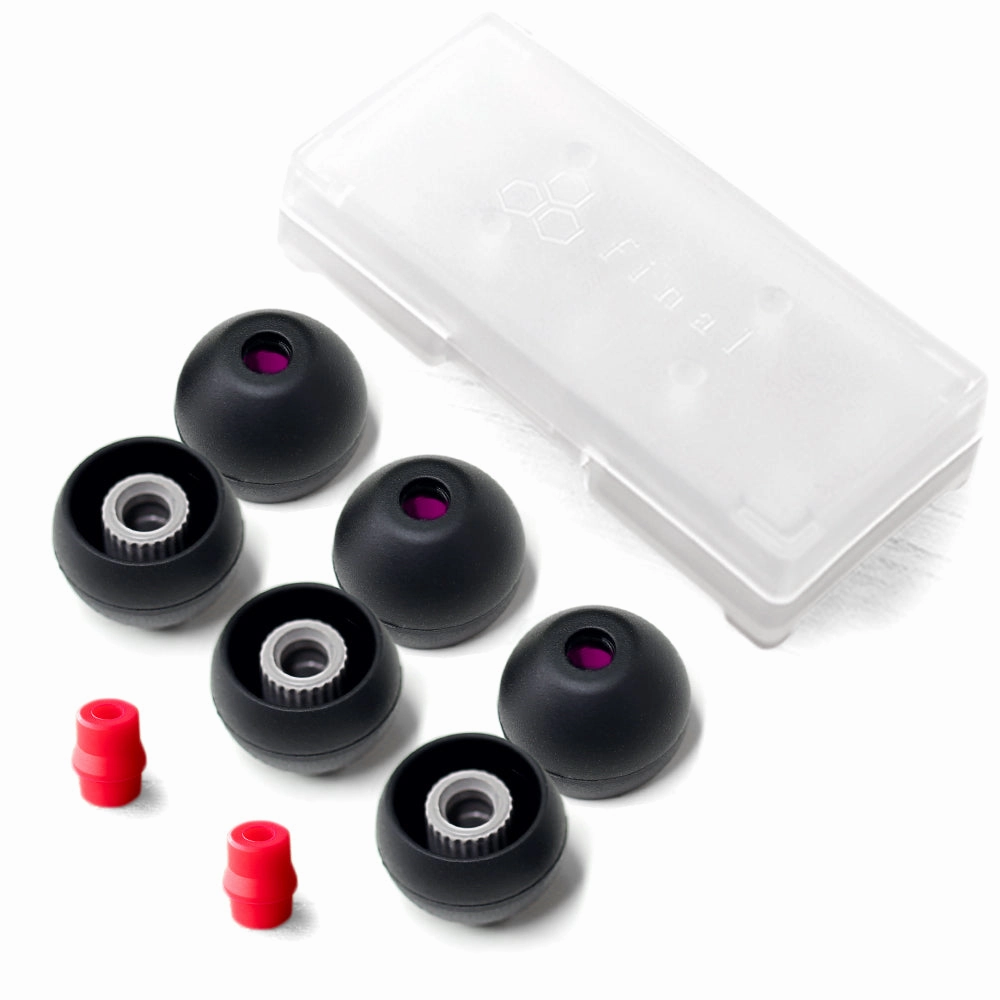 Final Audio Black Black/Red Silicon Type E Tips kit with Case and Nozzle Adapter
