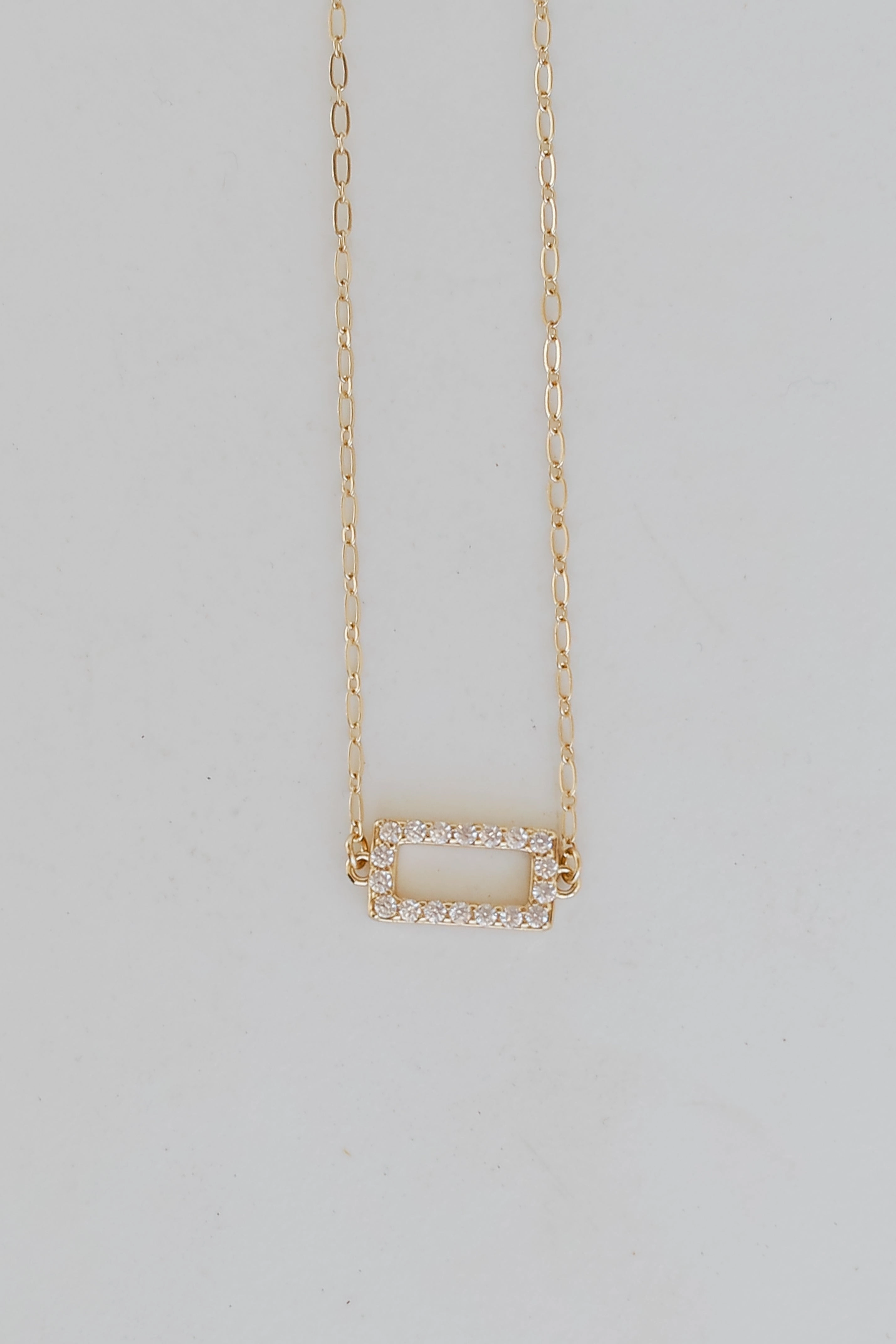 FINAL SALE - Brynne Gold Rhinestone Bar Charm Necklace