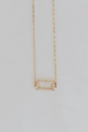 FINAL SALE - Brynne Gold Rhinestone Bar Charm Necklace