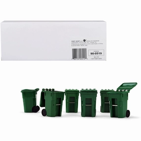 First Gear 1/34 Models Garbage Trash Bin - Containers Replica Plastic Green, Set of 6