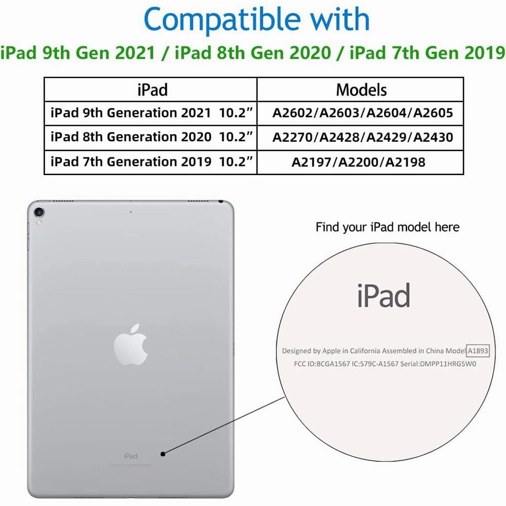 Funbiz iPad10.2-TPU-PU-QL Case for Apple iPad 9th 8th 7th Generation 10.2 inch Case Cover with Pencil Holder, Light Blue