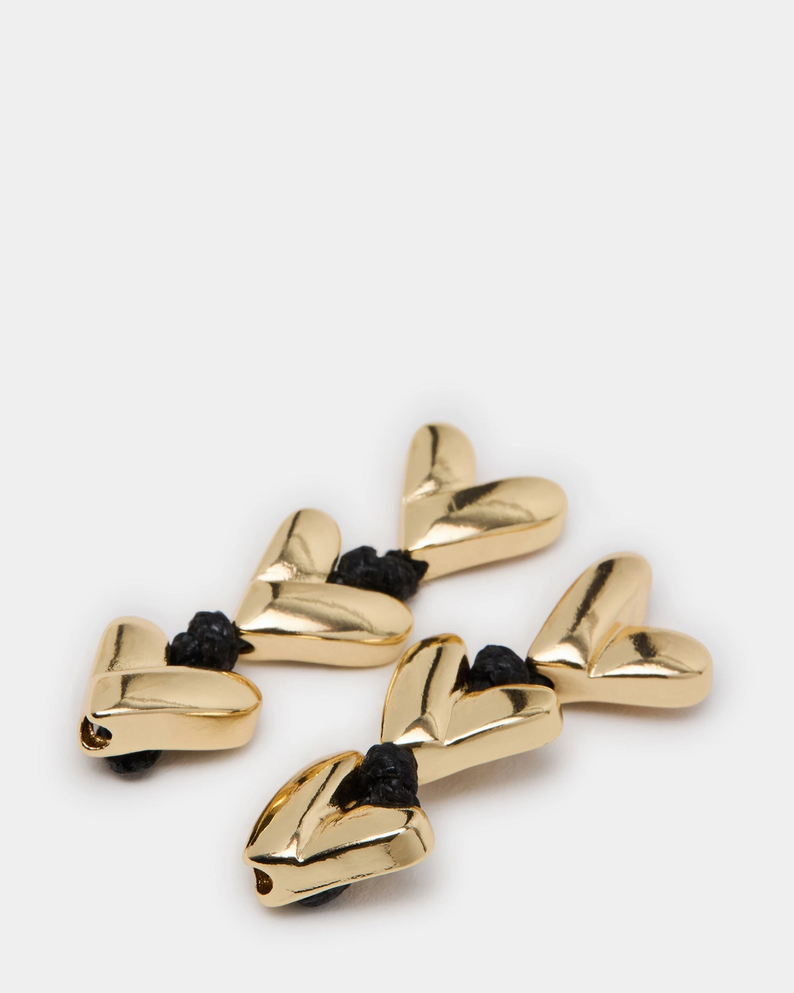 HEART LINEAR EARRINGS BLACK/GOLD