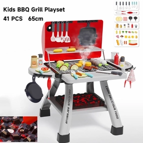 Hiteenyian Kids BBQ Grill Playset with Smoke, Sizzle & Light - Interactive Barbecue Cooking Game for Toddlers 3-7
