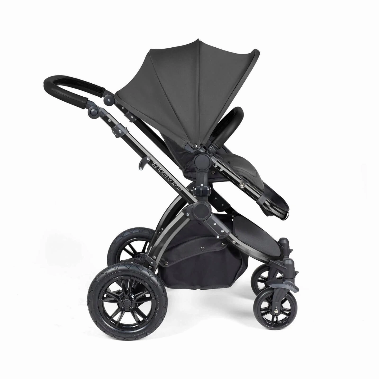 Ickle Bubba Stomp Luxe 2 in 1 Pushchair & Carrycot - Black/Charcoal Grey/Black