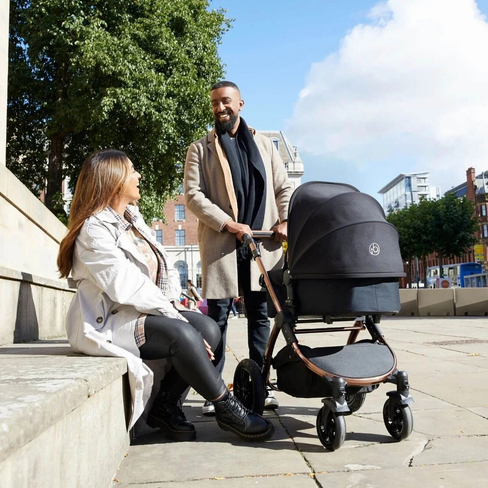 Ickle Bubba Stomp Luxe 2 in 1 Pushchair & Carrycot - Black/Charcoal Grey/Black