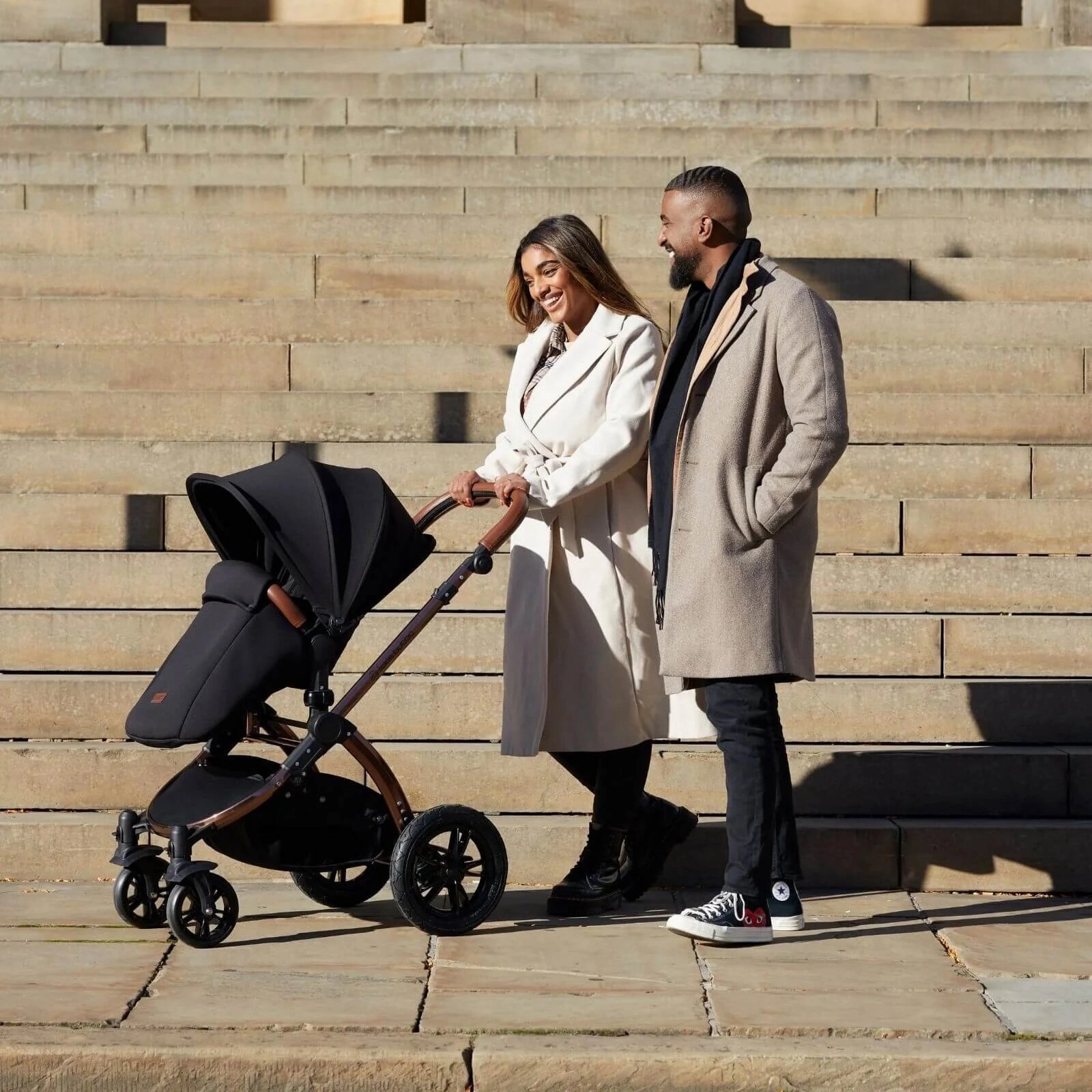 Ickle Bubba Stomp Luxe 2 in 1 Pushchair & Carrycot - Black/Charcoal Grey/Black