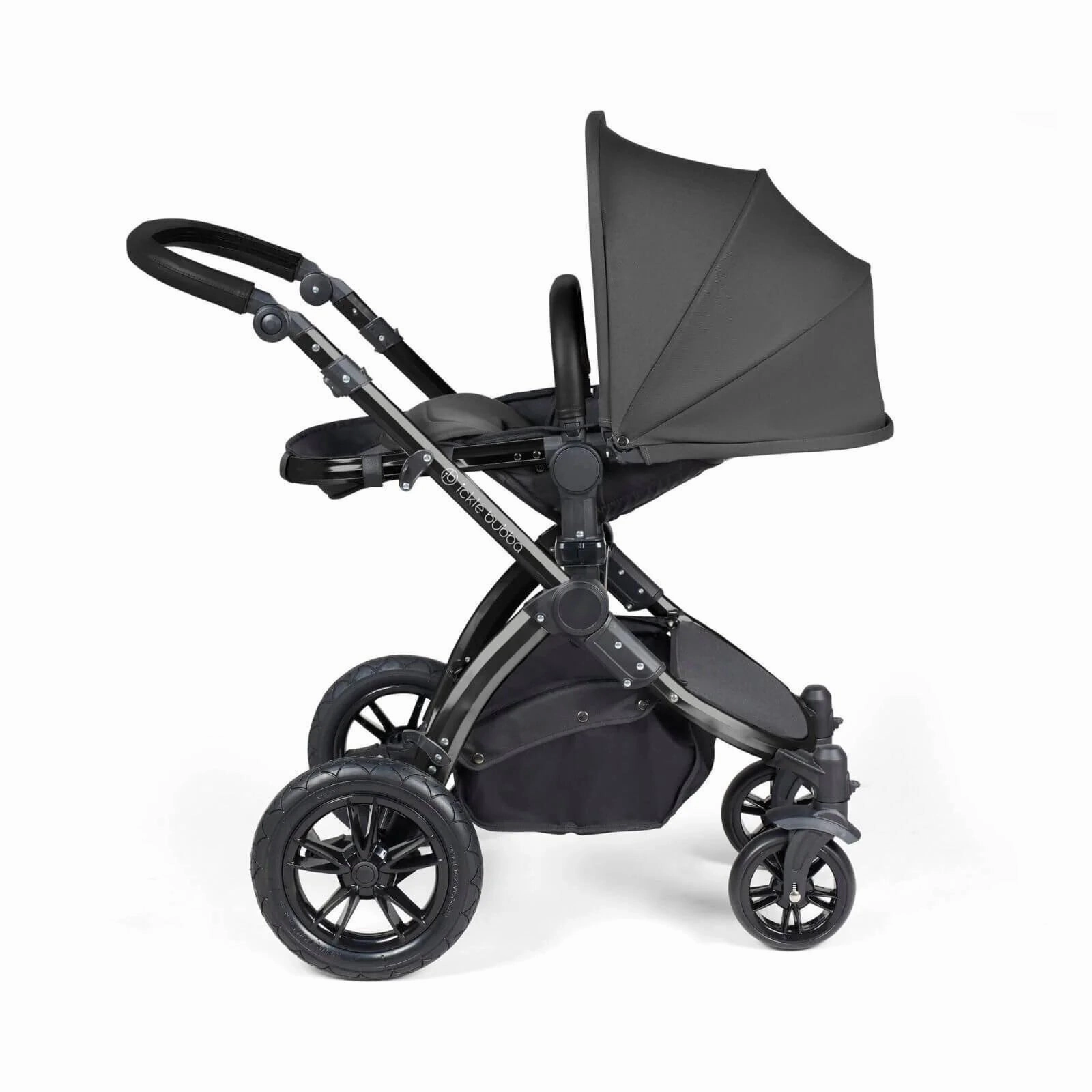 Ickle Bubba Stomp Luxe 2 in 1 Pushchair & Carrycot - Black/Charcoal Grey/Black