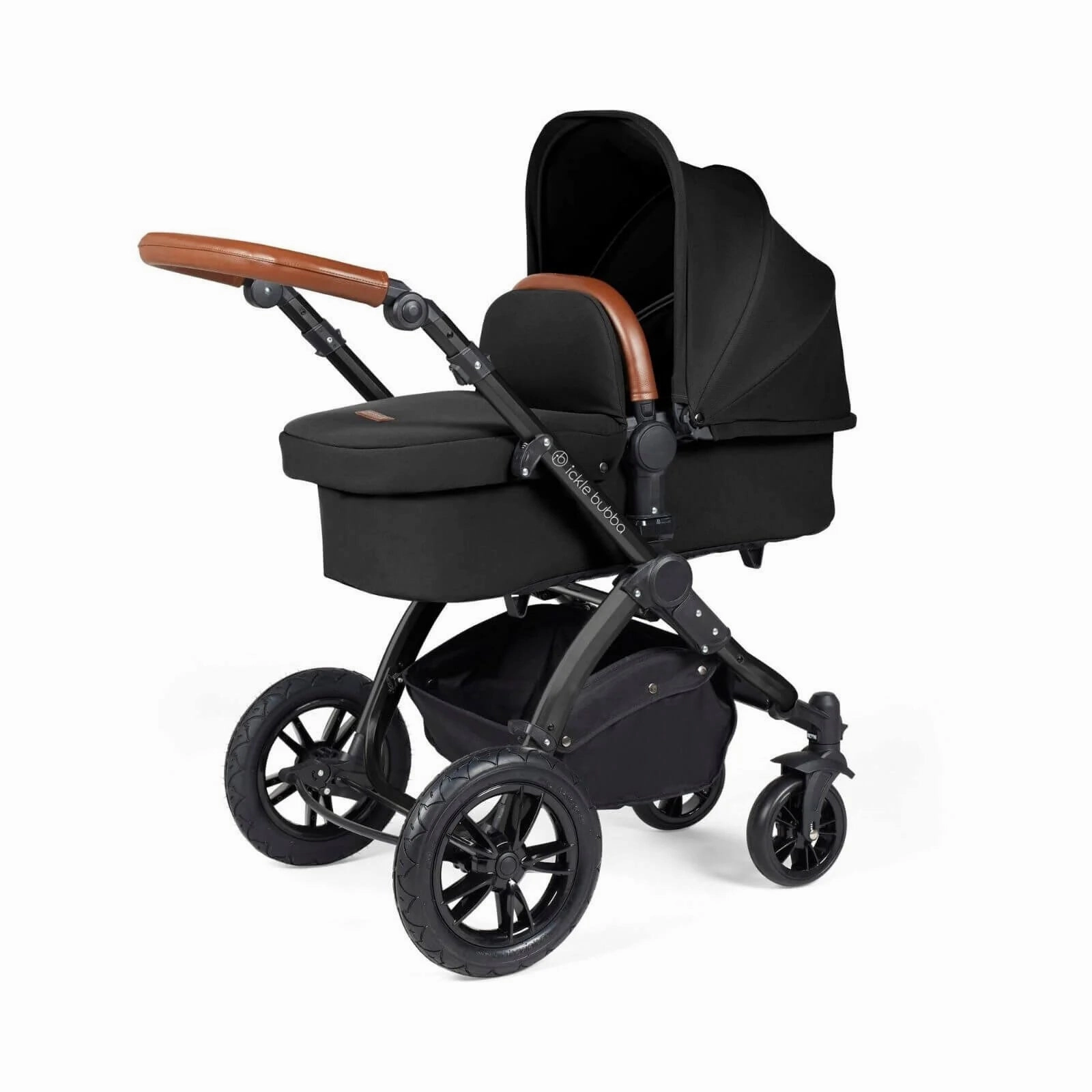 Ickle Bubba Stomp Luxe 2 in 1 Pushchair & Carrycot - Black/Midnight/Tan