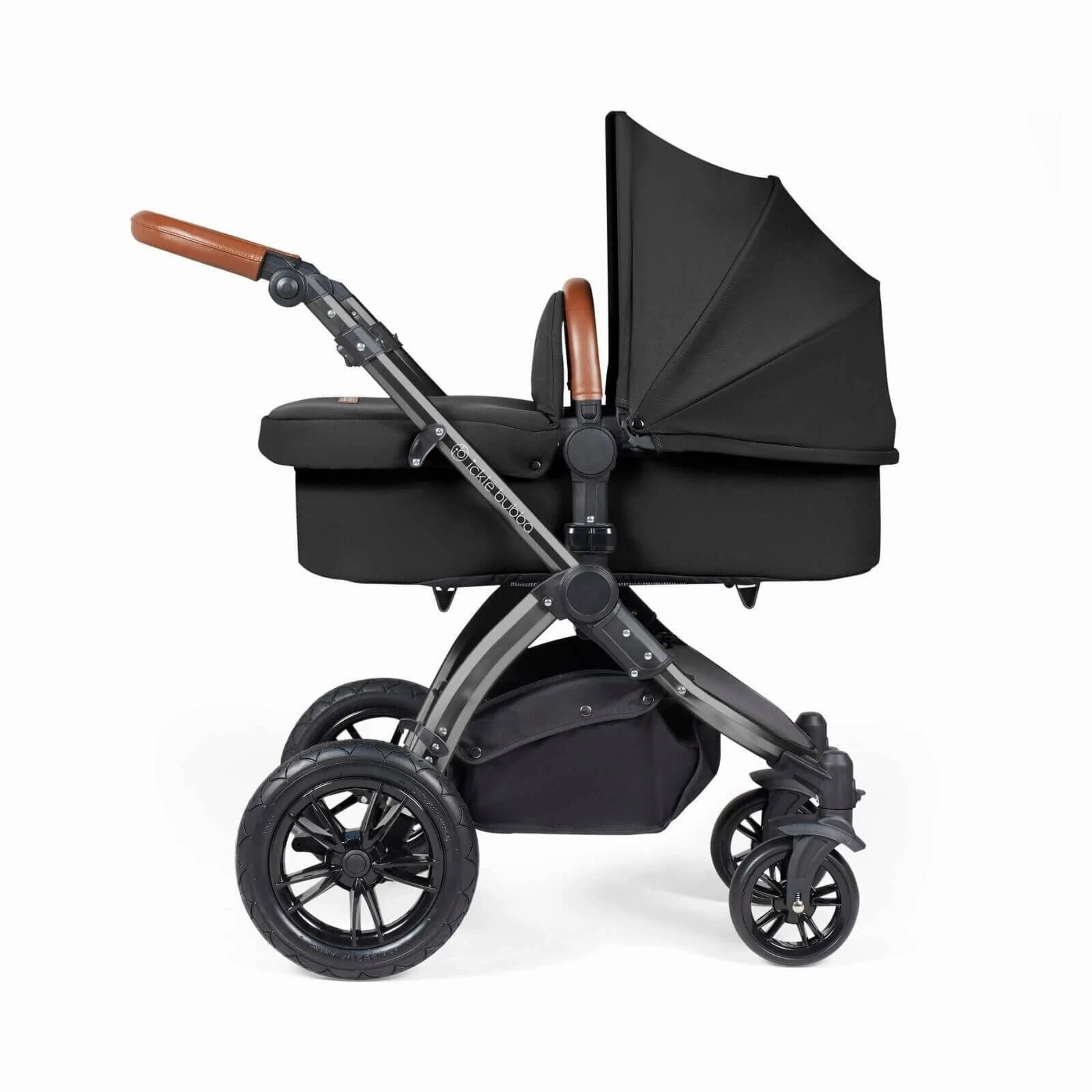 Ickle Bubba Stomp Luxe 2 in 1 Pushchair & Carrycot - Black/Midnight/Tan