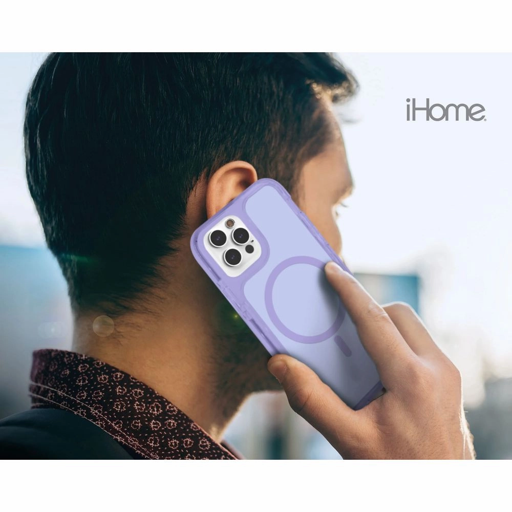 iHome 2IHPC2195H4W2 Back Cover Cell Phone Case with MagSafe for iPhone 14 Pro/14/13 Pro/13, Pastel Purple