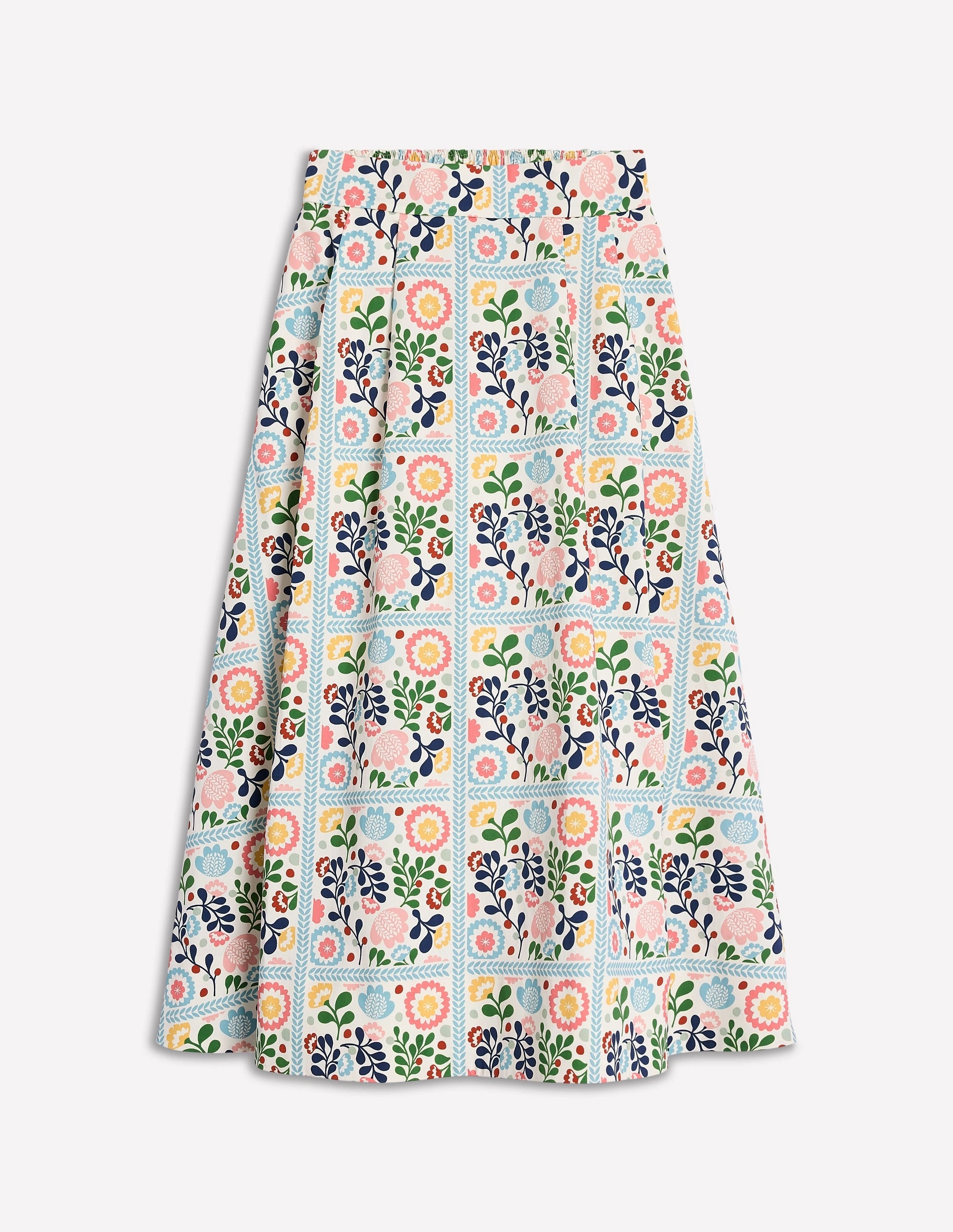 Isabella Cotton Sateen Skirt-Multi. Vine Tile
