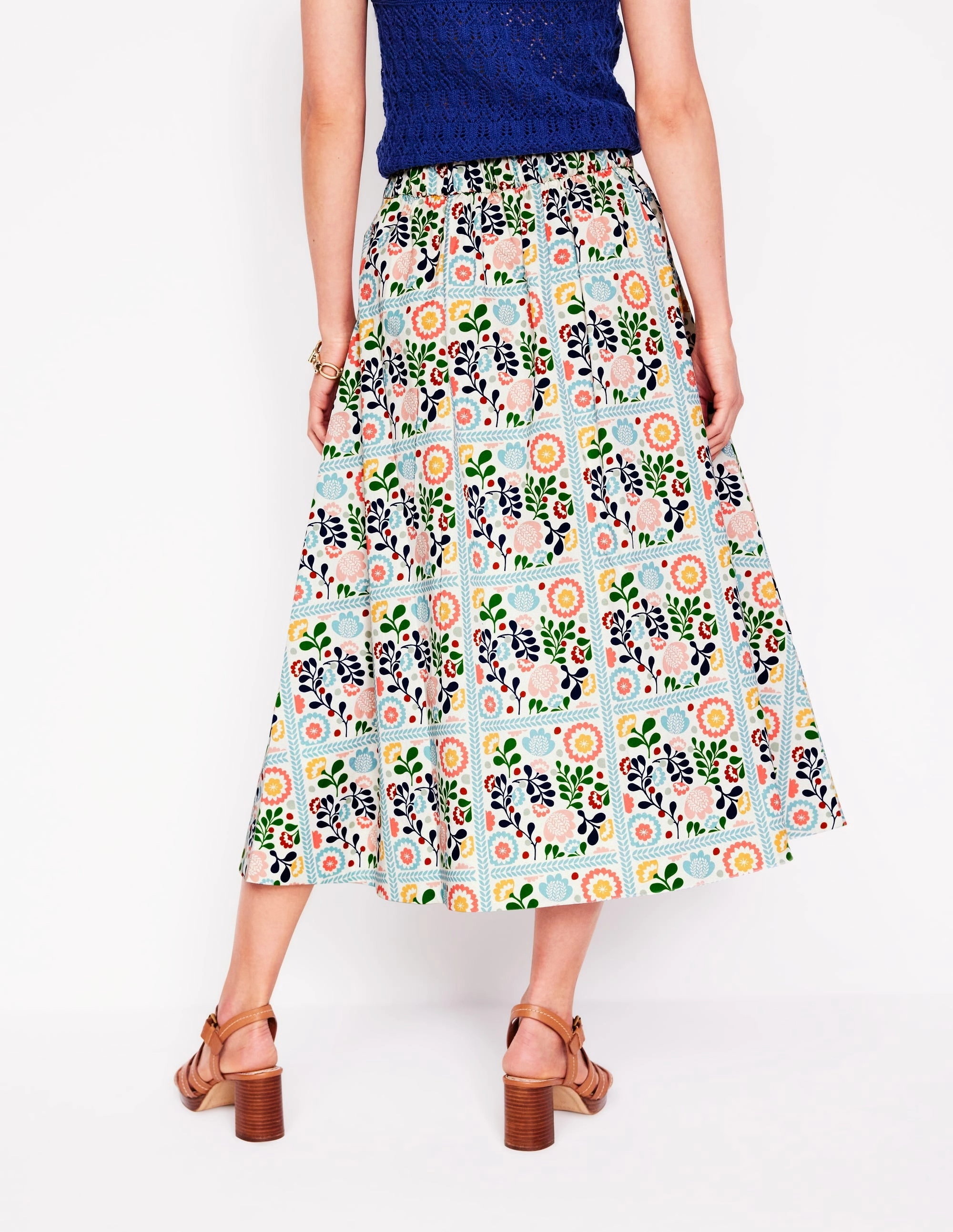 Isabella Cotton Sateen Skirt-Multi. Vine Tile