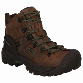 KEEN utility 1026892 Pittsburgh Energy Waterproof Carbon Toe Work Boots for Men - Cascade Brown/Green - 12M