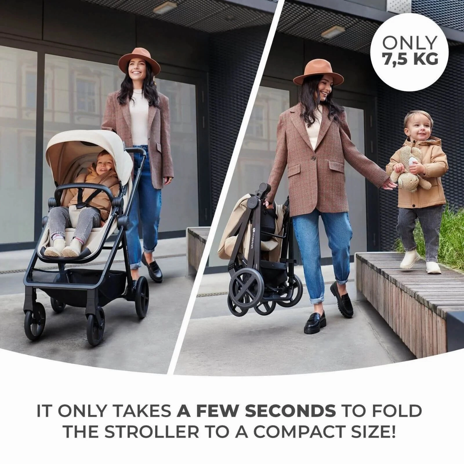 Kinderkraft Newly Mink Pro 4in1 Travel System - Sand Beige