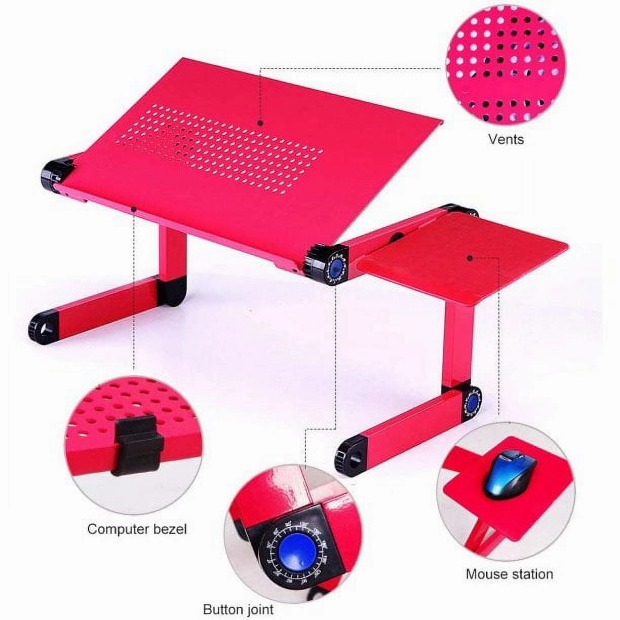 Kuyhrf 18.89-Pink 18.89" Foldable Laptop Stand for Desk with Cooling Vents & Removable Mouse Pad - Pink