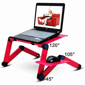 Kuyhrf 18.89-Pink 18.89" Foldable Laptop Stand for Desk with Cooling Vents & Removable Mouse Pad - Pink