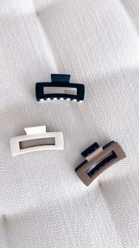 Lily Two Tone Rectangle Clip - Black/White