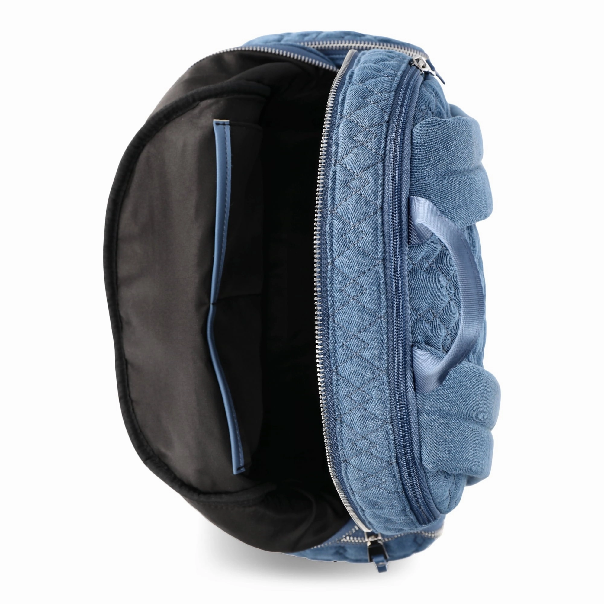 Madden NYC Women's Dome Backpack with Front Pockets and Removable Pouch, Quilted Denim - Wipe Clean