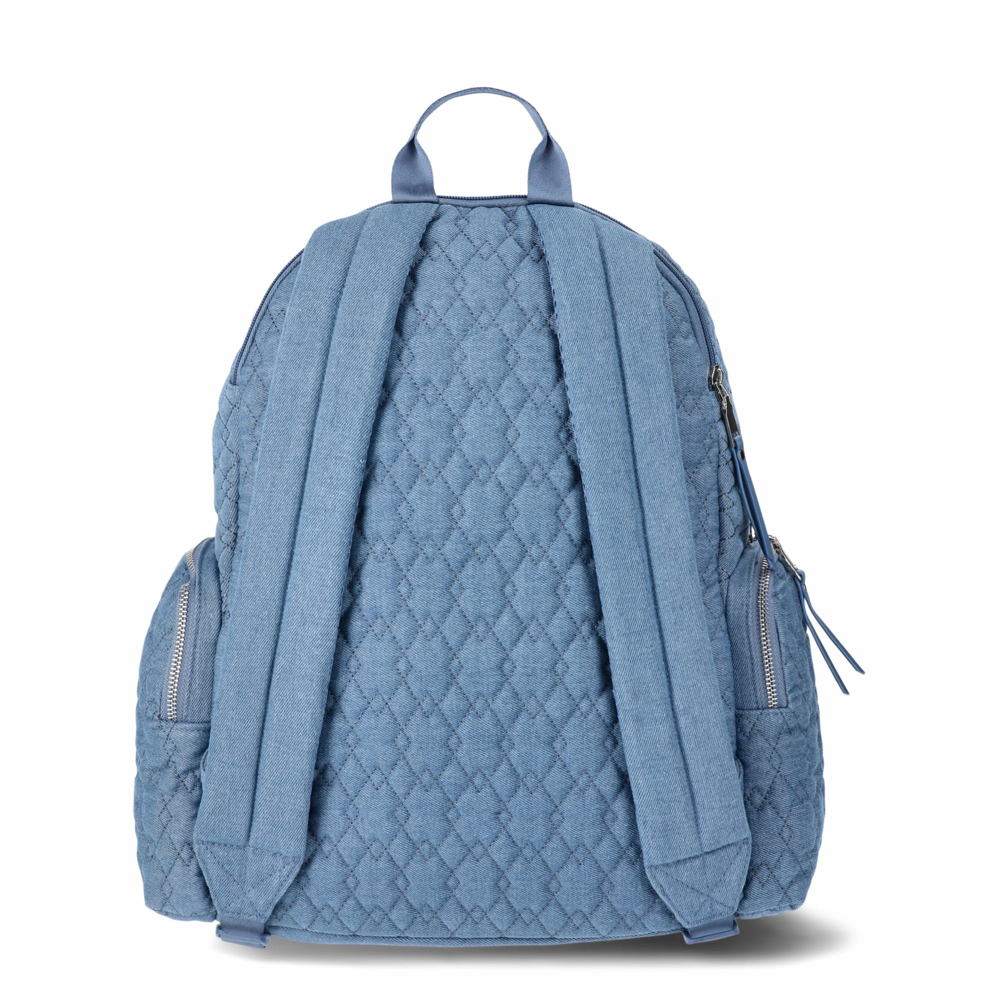 Madden NYC Women's Dome Backpack with Front Pockets and Removable Pouch, Quilted Denim - Wipe Clean