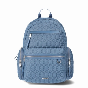 Madden NYC Women's Dome Backpack with Front Pockets and Removable Pouch, Quilted Denim - Wipe Clean