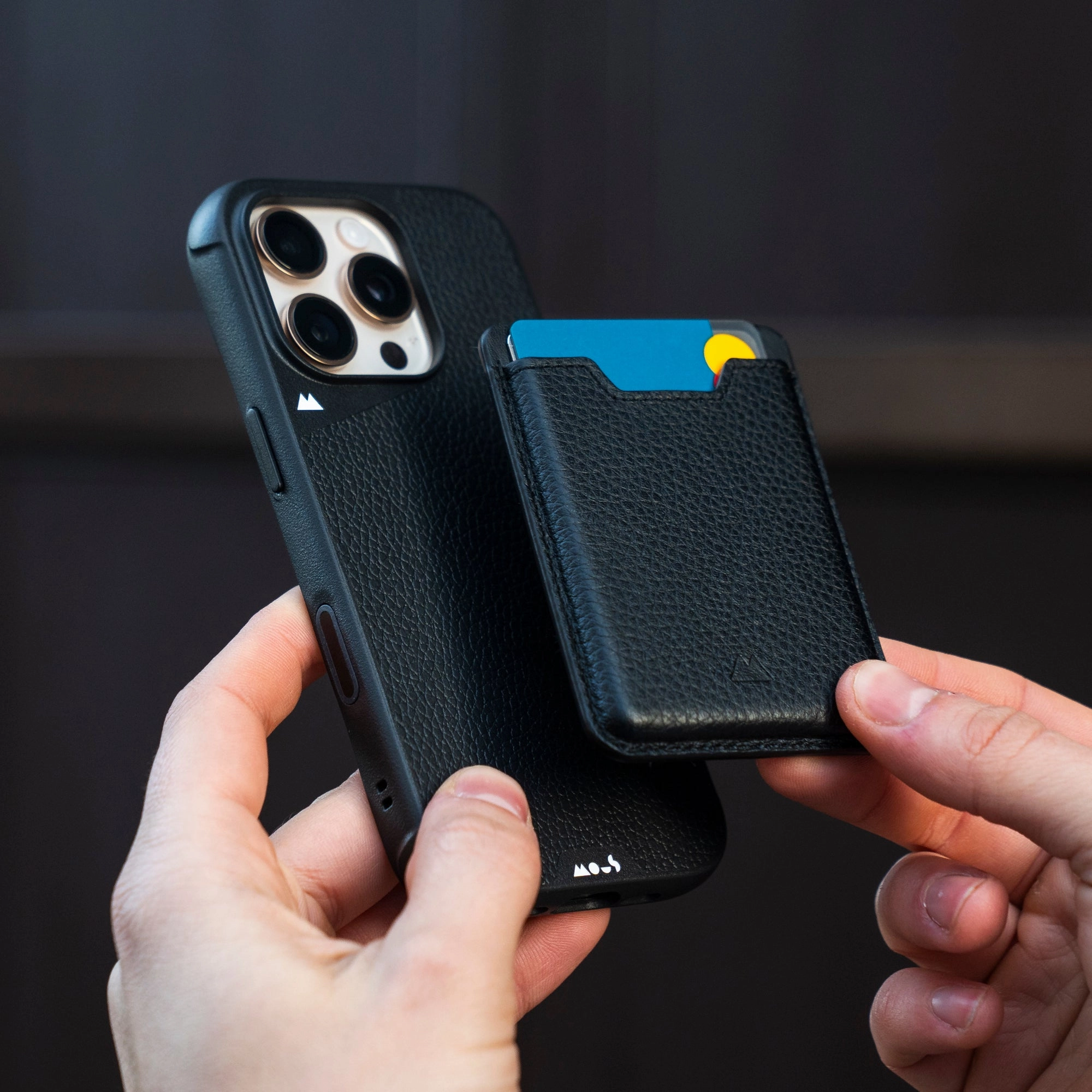 MagSafe® Compatible Black Leather Phone Case with Camera Control Button