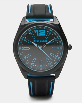 MEN'S SILICONE WATCH BLACK/BLUE