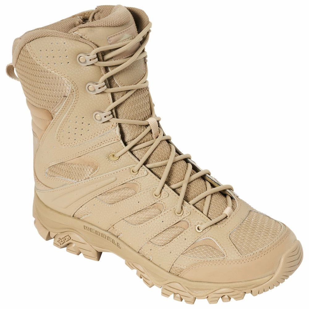 Merrell J004107 MOAB 3 Waterproof Tactical Side-Zip Duty Boots for Men - Coyote - 9M