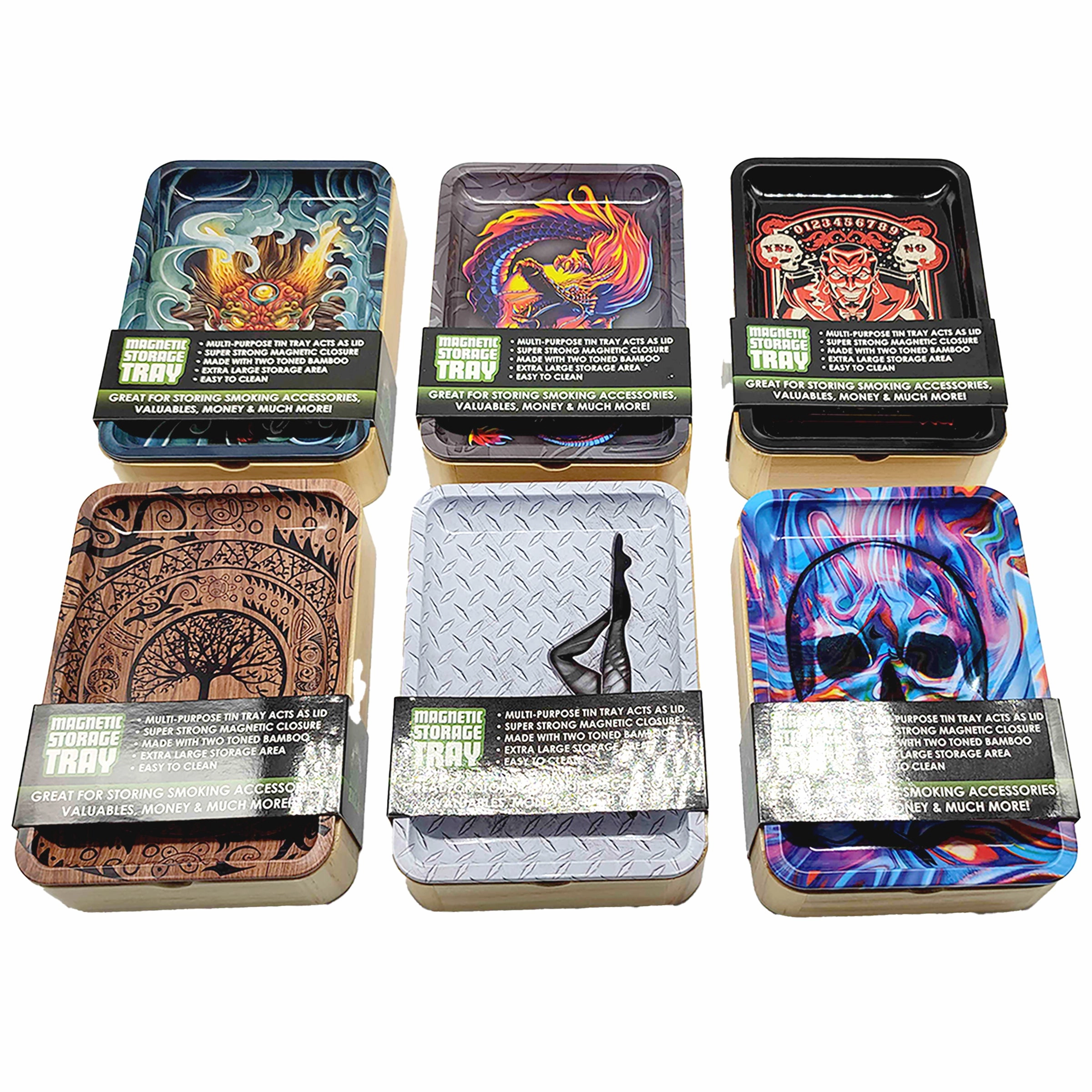 Metal Roll Tray with Magnetic Storage Box- 6 Pieces Per Retail Ready Display 22099