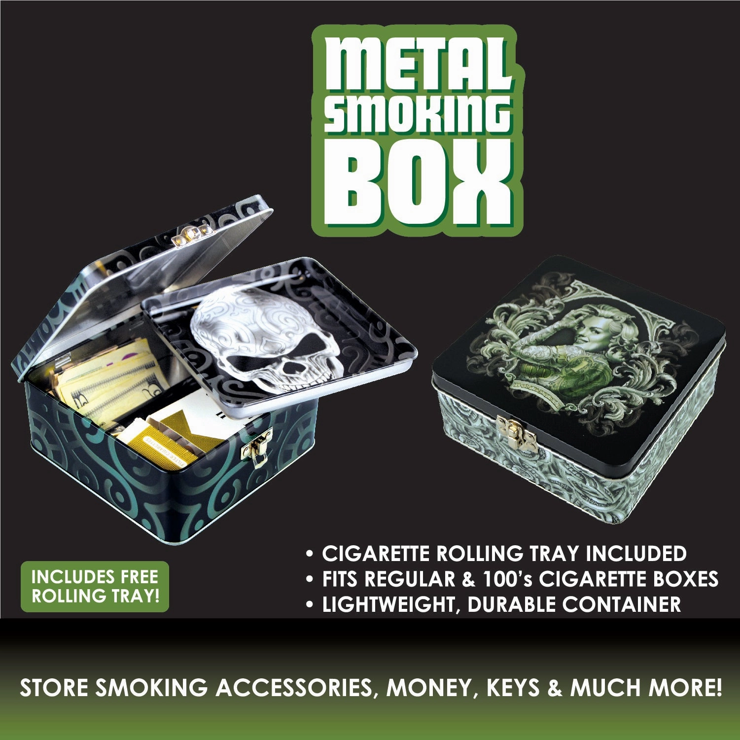 Metal Storage Box with Roll Tray - 6 Pieces Per Retail Ready Display 20359
