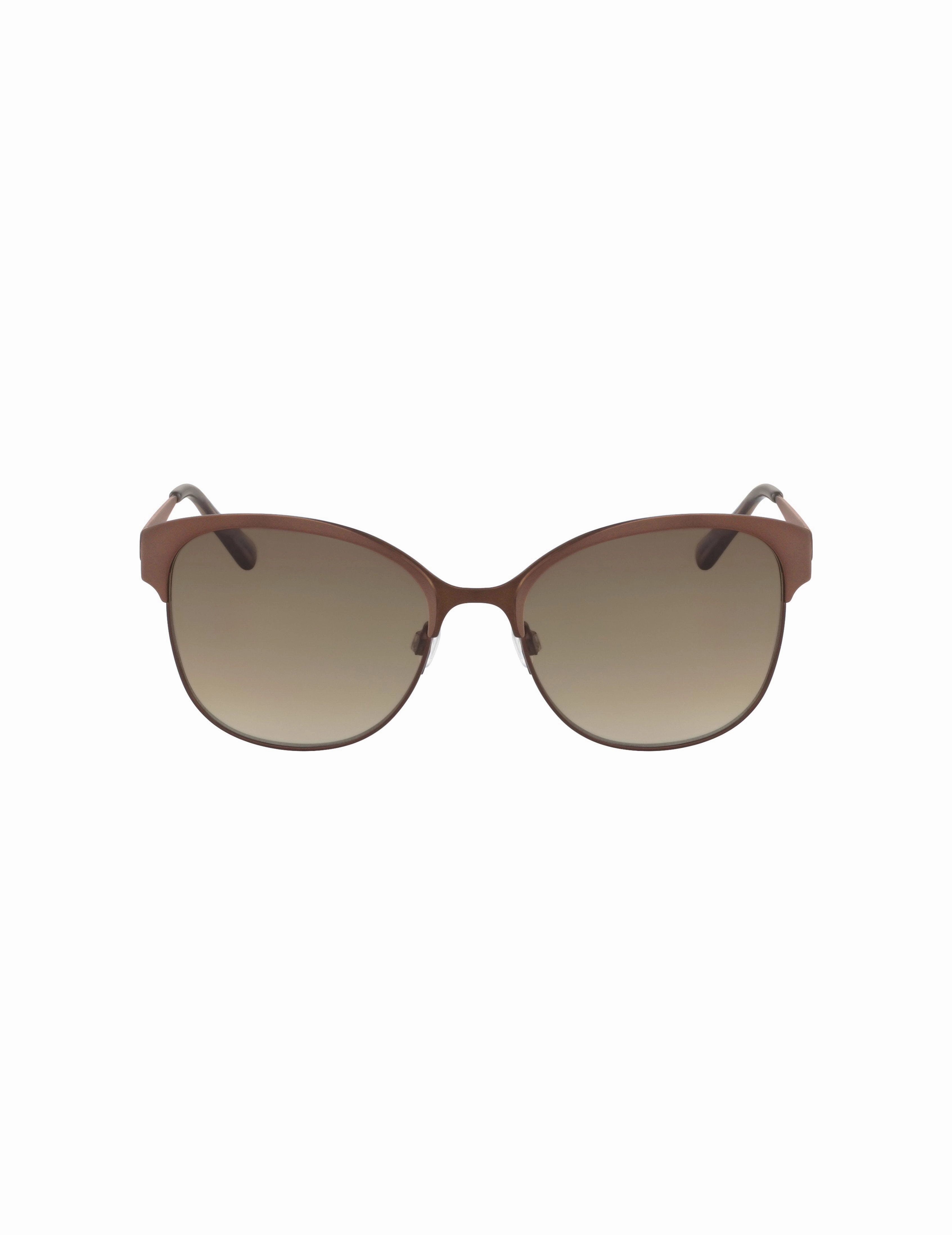 Mocha Two-Tone Metal Square Sunglasses